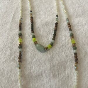 Crystal and stone beaded lariat necklace from Leif